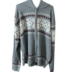 Blacksmith Men’s Size 2XL Hooded Sweater Gray Fair Isle Nordic Zip Hoodie NEW